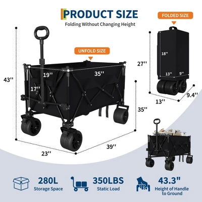 Heavy Duty Utility Beach Wagon Cart - Collapsible Wagon Beach With All Terrain Wheels, Extra Long Wagon Cart Foldable, Cup Holders For Sand 2 Heavy Duty Utility Beach Wagon Cart - Collapsible Wagon Beach With All Terrain Wheels, Extra Long Wagon Cart Foldable, Cup Holders For Sand - Image 2