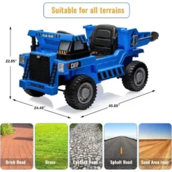12V Ride On Dump Truck For Kids, With Electric Dump Bed, Remote Control And Extra Shovel, USB, MP3, Music Player -The Range Shop GUEST c00fbee3 c107 4f23 982d bec0d4af0afe