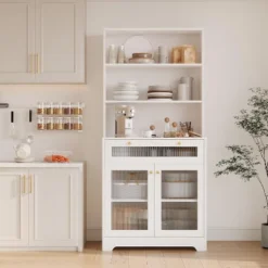 DobleePy 62" Pantry Cabinet With 1 Drawer, 2 Cabinets & 3 Adjustable Open Shelves, Tall Freestanding Storage Organizer For Kitchen & Dining Room -The Range Shop GUEST c0138cd7 8ee9 4697 8814 8fd2567ae930