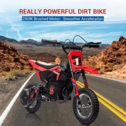24V Kids Ride On Electric Off-Road Motorcycle,250W Motor 13.6MPH Fast Speed Dirt Bike Motocross,Leather Seat,for Kids Riding Toy, Red -The Range Shop GUEST c13bce28 9493 4691 ae61 f99ad495c626