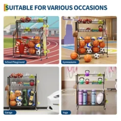 Sports Equipment Garage Organizer, Sports & Toy Storage Organizer For Garage, Outdoor Ball Storage With Baskets, Hooks & Rolling Cart, Ball Rack -The Range Shop GUEST c205e02c f888 4f0d b207 b105614aa3d7