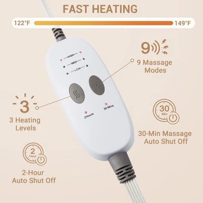 Weighted Heating Pad With 2 Massagers, 6lb Electric Heating Pad For Back, Neck & Shoulders, 3 Heat Levels, 9 Vibration Modes, 20"x24" Grey 2 Weighted Heating Pad With 2 Massagers, 6lb Electric Heating Pad For Back, Neck & Shoulders, 3 Heat Levels, 9 Vibration Modes, 20"x24" Grey - Image 2