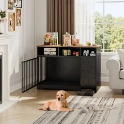 48'' High Quality Wood Dog Crate Furniture With Bowl & Storage Drawers For Small Medium, Black 13 48'' High Quality Wood Dog Crate Furniture With Bowl & Storage Drawers For Small Medium, Black -The Range Shop GUEST c66fb3eb be2f 4e75 9559 49810ab56b49