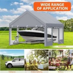13 X 20 FT Metal Carport, With Side-Opening Door & Roll-Up Windows, All-Inclusive Metal Carport, Outdoor Portable Garage Shelters Tents, Grey 10 13 X 20 FT Metal Carport, With Side-Opening Door & Roll-Up Windows, All-Inclusive Metal Carport, Outdoor Portable Garage Shelters Tents, Grey -The Range Shop GUEST c69bd9b2 e450 450b 930d a6377ecbc7bd