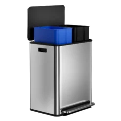 Kitchen Stainless Steel Trash Can, 16 Gallon/ 60L Dual Compartment Garbage Can With Soft Close Lid, Step On Waste Bin For Living Room, Office, Silver 15 Kitchen Stainless Steel Trash Can, 16 Gallon/ 60L Dual Compartment Garbage Can With Soft Close Lid, Step On Waste Bin For Living Room, Office, Silver -The Range Shop GUEST c7276815 e410 4496 9134 cfe977c2fdb2