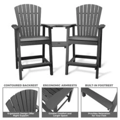 Patio HDPE Adirondack Chairs, Outdoor Tall Seating, For Deck, Balcony, Backyard, Patio Bar Stool Chair, Gray -The Range Shop GUEST c7afeb0e f273 4b48 a5da 216dd023c2e9