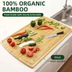 Large Bamboo Cutting Board With Built-in Deep Juice Groove And Back Inner Handles, Easy Cleaning -The Range Shop GUEST c7fcdfe2 575e 4b55 a033 650f6f862af3