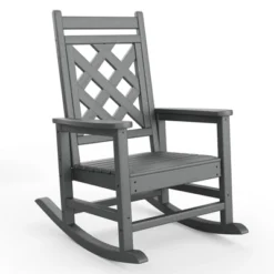 Outdoor Adirondack Rocking Chair - All-Weather HDPE Porch Rocker With High Back, Outdoor Fire Pit Chair For Garden, Lawn, Yard, Patio, Backyard -The Range Shop GUEST c8995d62 aca1 4b7b b7f4 a28d71d335ed