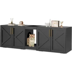 Cat Litter Box Enclosure For 2 Cats, Wooden Litter Box Cabinet, Large Enclosed Cat Box Furniture With Storage Shelf, Soft Cushion -The Range Shop GUEST c958ba29 abb1 4f7c a49c 747ca5c1340e