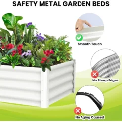 2-Pack Thick Galvanized Raised Bed - Home Use With Safety Edge & Gloves - Rust-Proof Large Open Base Planter For Veggies/Flowers, Beige -The Range Shop GUEST c9cb9bd7 0f47 46db 8cc9 3f377d60064b