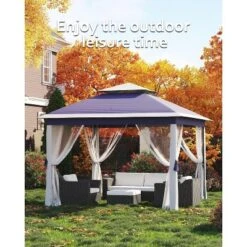 11x11 FT Heavy-Duty Outdoor Gazebo Pavilion - Double Roof W/ Mosquito Netting, All-Weather Metal Frame For Patio, Garden & Deck -The Range Shop GUEST c9d0f8ef 3411 454d a563 3e347a14c747