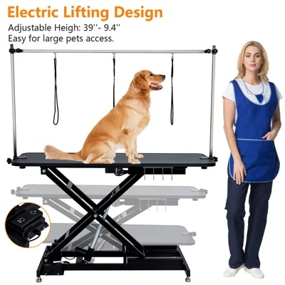 60“ Electric Dog Grooming Table, Adjustable Pet Grooming Station With Anti Slip Tabletop, Sockets, Hooks, X Lift Pet Washing Station With Remote 3 60“ Electric Dog Grooming Table, Adjustable Pet Grooming Station With Anti Slip Tabletop, Sockets, Hooks, X Lift Pet Washing Station With Remote - Image 3