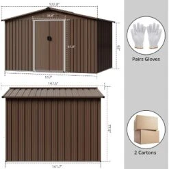 10X12 FT Outdoor Storage Shed, Galvanized Steel Storage Shed, Steel Sliding Doors, Weather Resistant, Garden Tool Shed With Lockable Door -The Range Shop GUEST cb100573 081c 45d2 8547 f3f42c154c89