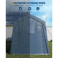 6x6 FT Outdoor Storage Shed With Roll-Up Zipper Door & Mesh Window, Heavy Duty Motorcycle Shed, Portable Carport For Bike Firewood Tools, Grey 10 6x6 FT Outdoor Storage Shed With Roll-Up Zipper Door & Mesh Window, Heavy Duty Motorcycle Shed, Portable Carport For Bike Firewood Tools, Grey -The Range Shop GUEST cb35e2da bead 4abb 9e40 a202d6f01e32 1