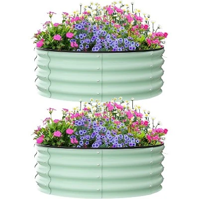 Galvanized Raised Garden Bed For Gardening, Round Metal Planter Box For Planting Plants Vegetables And Flower 12 Galvanized Raised Garden Bed For Gardening, Round Metal Planter Box For Planting Plants Vegetables And Flower - Image 12