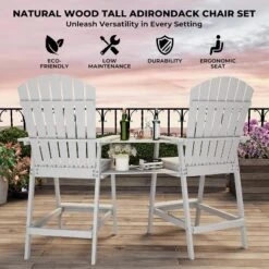 Outdoor Bar Height Adirondack Chairs With Connecting Tray, Balcony Chairs Adirondack For Deck, Backyard, Patio High AdirondackChairs Set Of 2 -The Range Shop GUEST cc83c509 b5f6 421a b232 7d7e47b353a3