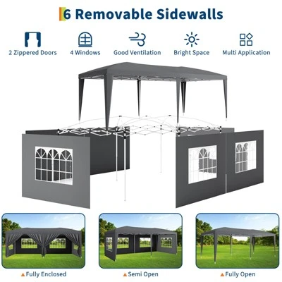 Pop Up Canopy Tent With 6 Removable Sidewalls, Large Outdoor Canopies With Adjustable Heights, Easy Up Commercial Canopy Tents For Parties 4 Pop Up Canopy Tent With 6 Removable Sidewalls, Large Outdoor Canopies With Adjustable Heights, Easy Up Commercial Canopy Tents For Parties - Image 4