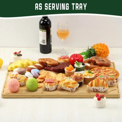 Large Bamboo Cutting Board With Deep Juicy Groove, 0.8'' Thick Cutting Board With Back Inner Handle 3 Large Bamboo Cutting Board With Deep Juicy Groove, 0.8'' Thick Cutting Board With Back Inner Handle - Image 3