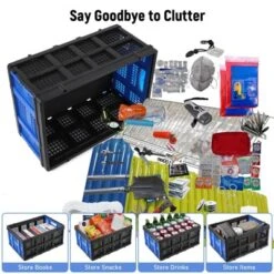 Collapsible Plastic Crate, Foldable Storage Basket, Stackable Utility Crate With Handle, Milk Crate -The Range Shop GUEST ceee204d 27f2 41ef 879a 8445eb4c79cc