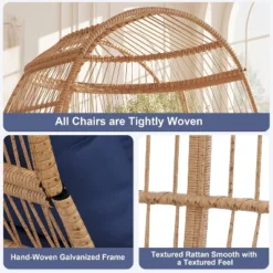 Wicker Egg Chair, Indoor Outdoor Lounger For Patio, 500 Lbs Capacity, All-Weather Rattan Wicker Egg Chair Outdoor, For Patio, Backyard -The Range Shop GUEST cf4ccfd0 6343 45d9 b62e 0e2b0d4fcd98