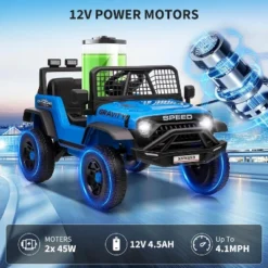 12V Kids Electric Ride-On Truck - Parent Remote Control, 3 Speed Settings, LED Lights & Music Player For Children Ages 3-6 Years -The Range Shop GUEST d060ff95 9331 4be8 b937 3cfa73f42054