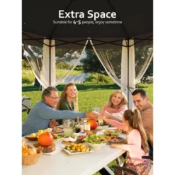 13x13 FT Hexagon Pop Up Gazebo W/ Mesh Windows, Instant Setup Canopy Tent For Outdoor Patio, Backyard, Garden & Events,w/Carry Bag, Adjustable Height