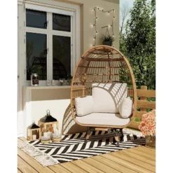 Swivel Egg Chair, PE Rattan Lounge Chair With Cushion & Steel Frame For Indoor/Outdoor Use - DLEC28 -The Range Shop GUEST d143349c bec4 467e bb9b df54d0d624ed