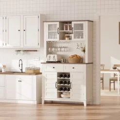 72 Inch Tall Kitchen Pantry Cabinet With 4 Doors And 2 Drawers, Wine Rack, Large Kitchen Storage, Adjustable Shelf, Coffee Wine Bar Counter -The Range Shop GUEST d176e0f1 1584 47b2 a306 64b2e8e47b05