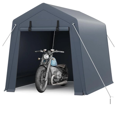 6' X 8' X 7' Outdoor Storage Shed, Portable Garage Tent With Waterproof PE Tarp, Roll-Up Zippered Doors & Vents For Bike, ATV, Motorcycle, Grey 7 6' X 8' X 7' Outdoor Storage Shed, Portable Garage Tent With Waterproof PE Tarp, Roll-Up Zippered Doors & Vents For Bike, ATV, Motorcycle, Grey - Image 7
