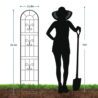 Metal Garden Trellis 55x12 Inch, Wrought Iron Garden Fence, Decorative Plant Trellis For Climbing Plants, Perfect For Patio Lawn Backyard 6 Metal Garden Trellis 55x12 Inch, Wrought Iron Garden Fence, Decorative Plant Trellis For Climbing Plants, Perfect For Patio Lawn Backyard - Image 6