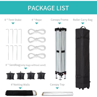 10 X 10 FT Pop Up Canopy, Party Tent With Mosquito Netting, Height Adjustable Instant Sun Shade, Portable Screen Shelter For Parties, Camping, Events 4 10 X 10 FT Pop Up Canopy, Party Tent With Mosquito Netting, Height Adjustable Instant Sun Shade, Portable Screen Shelter For Parties, Camping, Events - Image 4