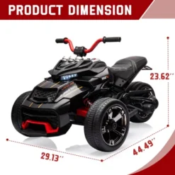 12V 3 Wheeler Ride On ATV Electric Motorcycle, W/Led Lights, High & Low Speed, Horn, Music, USB, Treaded Tires, For Kids Gift -The Range Shop GUEST d32feb84 0f5e 405e 8915 247708b1768e