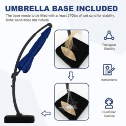 Outdoor Large Round Aluminum Offset Umbrella - Heavy Duty Offset Umbrella With 360° Rotation, Offset Patio Cantilever Umbrella With Base Included -The Range Shop GUEST d3374040 4b4d 484d bc59 8aa94655b873