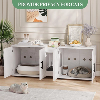 MDF PB Double Cage Cat Litter Cabinet With Dual Compartments, Durable Material, Spacious Design, Easy To Clean, And Stylish Appearance 2 MDF PB Double Cage Cat Litter Cabinet With Dual Compartments, Durable Material, Spacious Design, Easy To Clean, And Stylish Appearance - Image 2