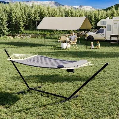 Ultra-Comfort 2-Person Hammock Set With Foldable Steel Frame - Heavy-Duty Outdoor Lounger, 450lb Capacity, Carry Bag, Garden, Camping & Patio 1 Ultra-Comfort 2-Person Hammock Set With Foldable Steel Frame - Heavy-Duty Outdoor Lounger, 450lb Capacity, Carry Bag, Garden, Camping & Patio