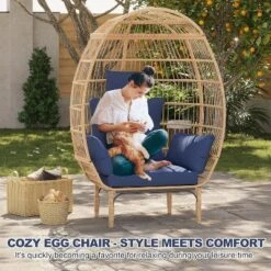 Wicker Egg Chair, Indoor Outdoor Lounger For Patio, 500 Lbs Capacity, All-Weather Rattan Wicker Egg Chair Outdoor, For Patio, Backyard -The Range Shop GUEST d399ebdd d6f7 48b3 bacf 4b2719dccd46