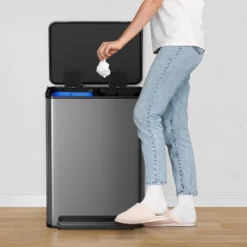 Kitchen Stainless Steel Trash Can, 16 Gallon/ 60L Dual Compartment Garbage Can With Soft Close Lid, Step On Waste Bin For Living Room, Office, Silver 10 Kitchen Stainless Steel Trash Can, 16 Gallon/ 60L Dual Compartment Garbage Can With Soft Close Lid, Step On Waste Bin For Living Room, Office, Silver -The Range Shop GUEST d51a2543 8fff 4e46 92e3 f29ecef18c2e