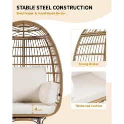 Swivel Egg Chair, PE Rattan Lounge Chair With Cushion & Steel Frame For Indoor/Outdoor Use - DLEC28 -The Range Shop GUEST d5427154 e286 4bff b6b2 421884ac9588