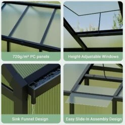 6x8x6.5 FT Greenhouses For Outdoors, Aluminum Green House With Polycarbonate Roof, Sliding Door, Adjustable Vent For Garden, Backyard, Patio, Black 10 6x8x6.5 FT Greenhouses For Outdoors, Aluminum Green House With Polycarbonate Roof, Sliding Door, Adjustable Vent For Garden, Backyard, Patio, Black -The Range Shop GUEST d56f8869 da73 4cfa aa45 d7ef3717adc4