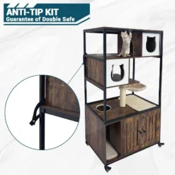 Cat Litter Box Enclosure, Hidden Litter Box Cabinet With Condo, Hammock, Scratching Mat & Post, Cat House With Storage Shelves & Wheels -The Range Shop GUEST d5b5f844 f6dc 4781 9939 36f99a7c0fcd