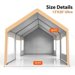13 X 20 FT Metal Carport, With Side-Opening Door & Roll-Up Windows, All-Inclusive Metal Carport, Outdoor Portable Garage Shelters Tents, Yellow 14 13 X 20 FT Metal Carport, With Side-Opening Door & Roll-Up Windows, All-Inclusive Metal Carport, Outdoor Portable Garage Shelters Tents, Yellow -The Range Shop GUEST d5f0e934 9978 4b1f b9ae a2c678afd859