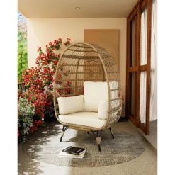 Modern DLEC03 Wicker Egg Chair - 350LBs Steel Frame & Plush Cushion, PE Rattan For Balcony/Patio/Living Room, Outdoor Lounge Chair -The Range Shop GUEST d615bb9a 3e32 43fe b78a fcaae3e6639d