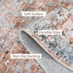 Indoor Vintage Floral Print Living Room Bedroom Area Rugs, Low Pile Non Slip Floor Carpet For Dining Room Office -The Range Shop GUEST d68a3cd8 94a7 462d a43c 51ed94f9ba22