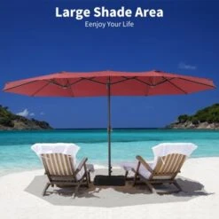 15 FT Extra Large Patio Umbrella W/ Base, Double-Sided Umbrella With Crank Handle, Outdoor UVProtective Pool Umbrella For Garden, Backyard, Poolside -The Range Shop GUEST d6dbde85 41f8 4bdd 8096 4b0b2f468c7a