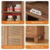 64 Inch Tall Kitchen Pantry Cabinet, Rattan Storage Cabinet With 2 Drawers & 2 Adjustable Shelves, Wood Cupboard For Dining Room Apartment