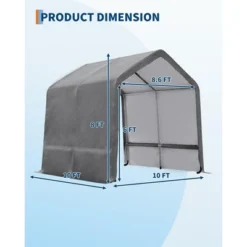 10x10FT Outdoor Storage Shed Carport With Roll-Up Zipper Door, Portable Garage Storage Shelter Heavy Duty Waterproof PE Tarp For Bike, ATV, Grey 14 10x10FT Outdoor Storage Shed Carport With Roll-Up Zipper Door, Portable Garage Storage Shelter Heavy Duty Waterproof PE Tarp For Bike, ATV, Grey -The Range Shop GUEST d7f985b1 e967 4906 a1af 890103801eaa