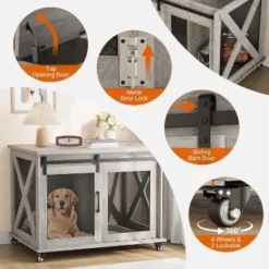 37 Inch Dog Crate Furniture, Indoor Dog Cage With Sliding Barn Door, Flip Top Dog Kennel End Table With Removable Divider -The Range Shop GUEST d8f634ba 8401 43cc 81b0 24fae0a23beb