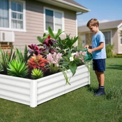 2-Pack Thick Galvanized Raised Bed - Home Use With Safety Edge & Gloves - Rust-Proof Large Open Base Planter For Veggies/Flowers, Beige -The Range Shop GUEST db79470a b61f 47a9 be42 ecfafd0e93bd