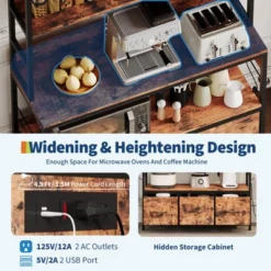 5-Tier Kitchen Bakers Rack With Charging Station & Drawers, Utility Shelves With Hooks For Kitchen, Independent Baker's Rack For Dining Room, Office 9 5-Tier Kitchen Bakers Rack With Charging Station & Drawers, Utility Shelves With Hooks For Kitchen, Independent Baker's Rack For Dining Room, Office -The Range Shop GUEST dc9f162a 2cfd 448c a089 283d09d8a416