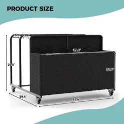 Outdoor Cart Storage Box, Iron Pipe & Woven Rattan, Swivel Wheels, Double Compartments, Large Basket, 39.4", Weather-Resistant, 110 Lbs Capacity -The Range Shop GUEST dcb09bff 5f9f 4697 8b5f a2de9921ddcc